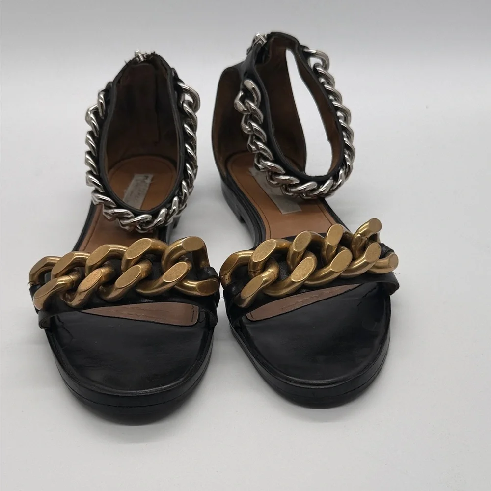 Stella McCartney Black Sandals with Gold and Silver Chain Detail - Picture 1 of 8